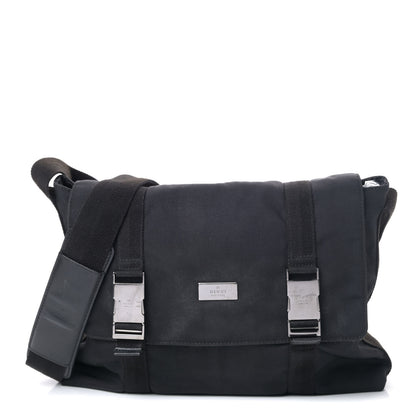 Gucci Nylon Medium Double Buckle Flap Messenger Bag Black 1 of 7