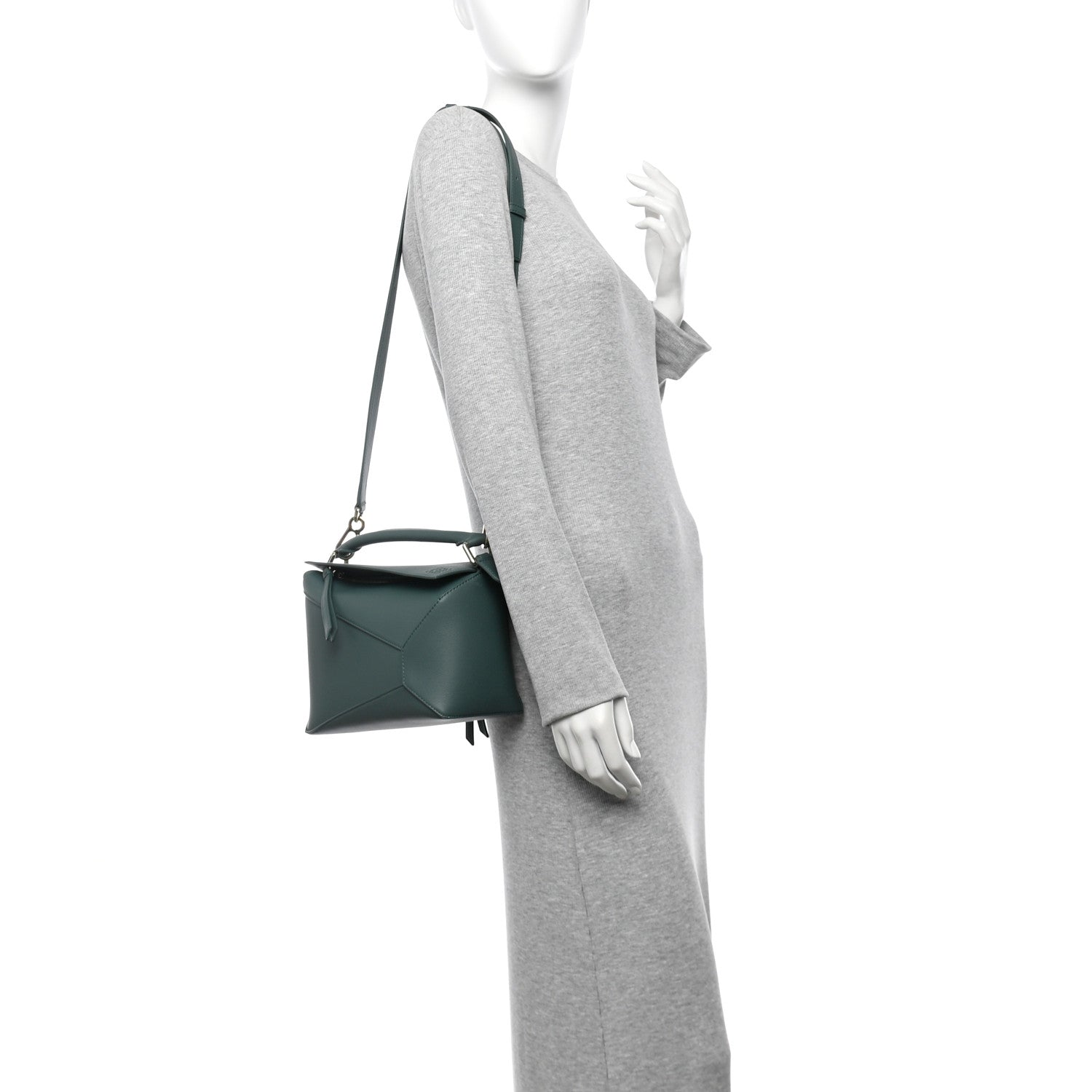 Loewe Calfskin Small Puzzle Edge Bag Bottle Green 2 of 9