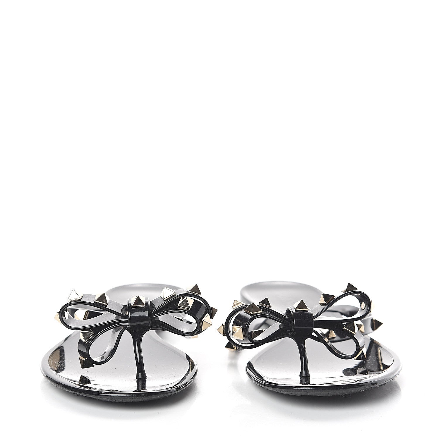 Valentino Garavani PVC Jelly Rockstud Bow Thong Sandals 38 Black 2 of 7