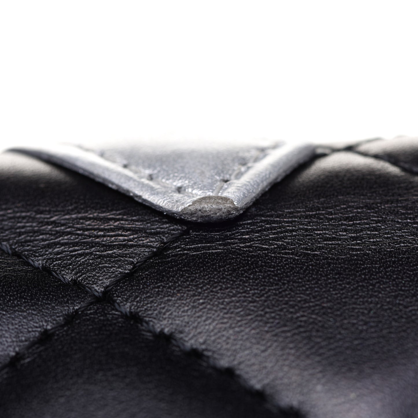 Calfskin Quilted Large Cambon Agenda Planner Black Silver