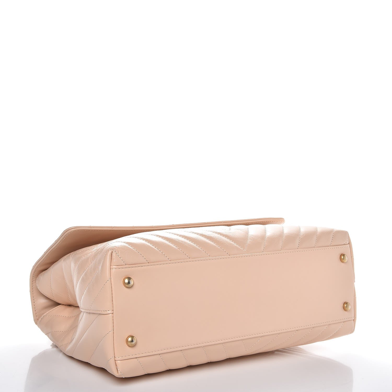 Chanel Calfskin Chevron Quilted Large Coco Handle Flap Light Beige 4 of 8