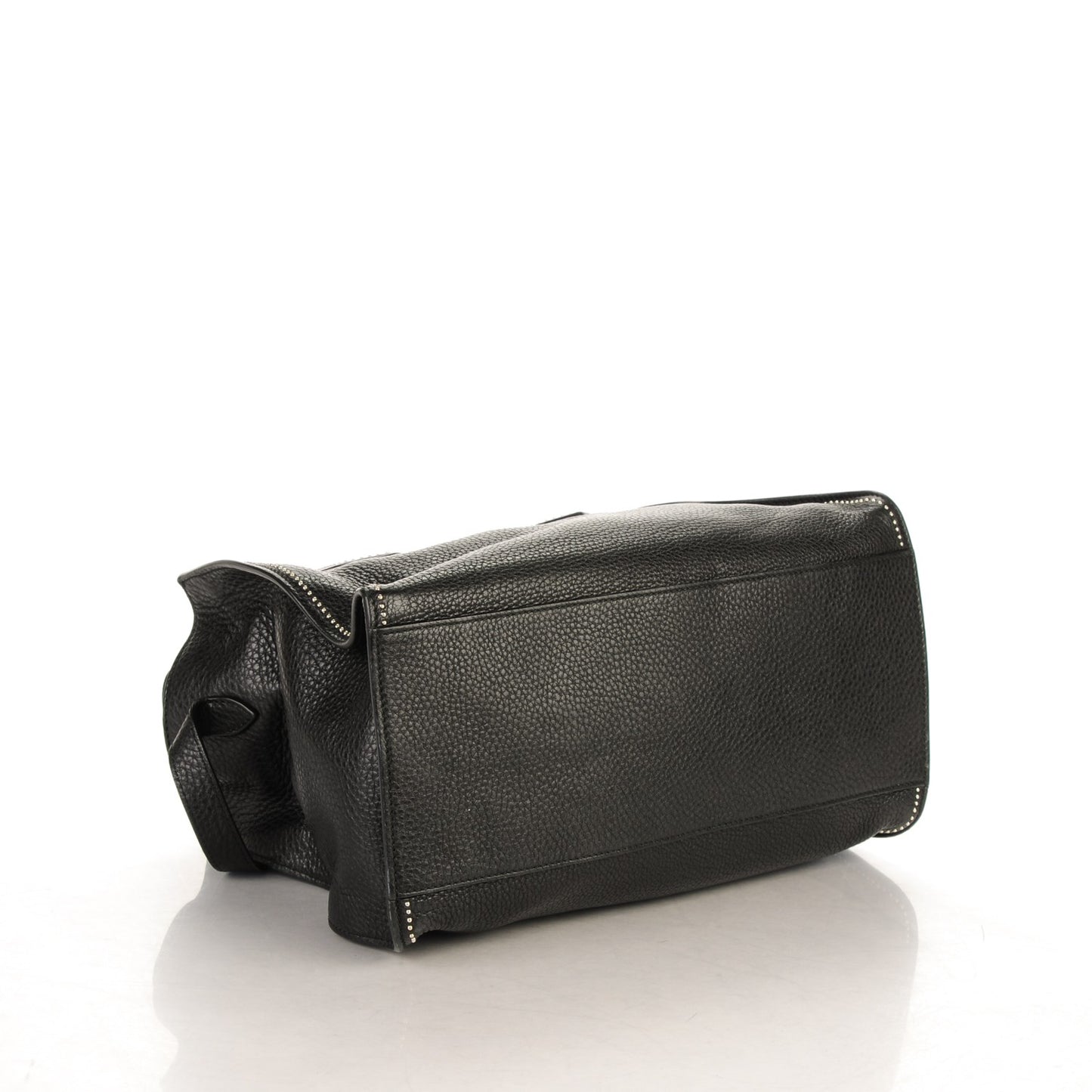 Pebbled Calfskin Ramble Studded Layered Tote Black
