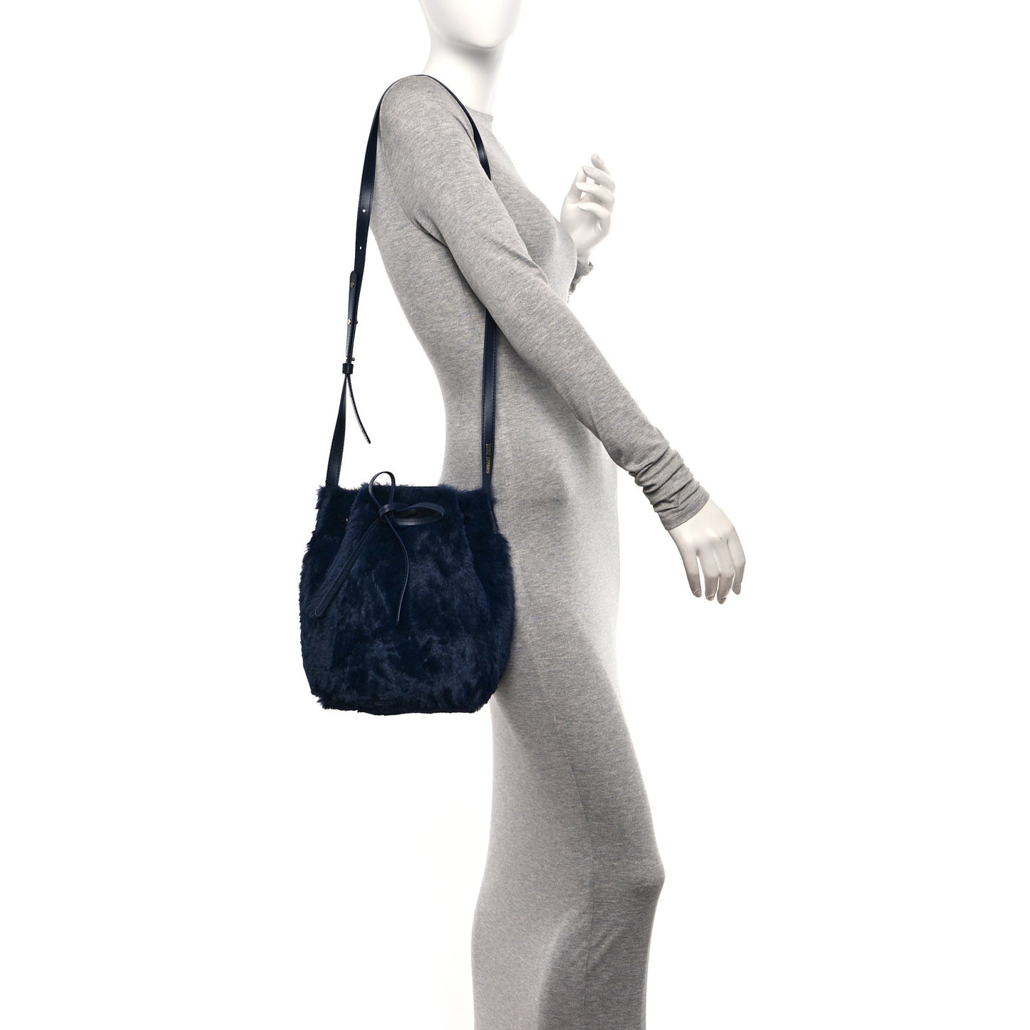 Faux Fur Mini Bucket Bag Blueberry