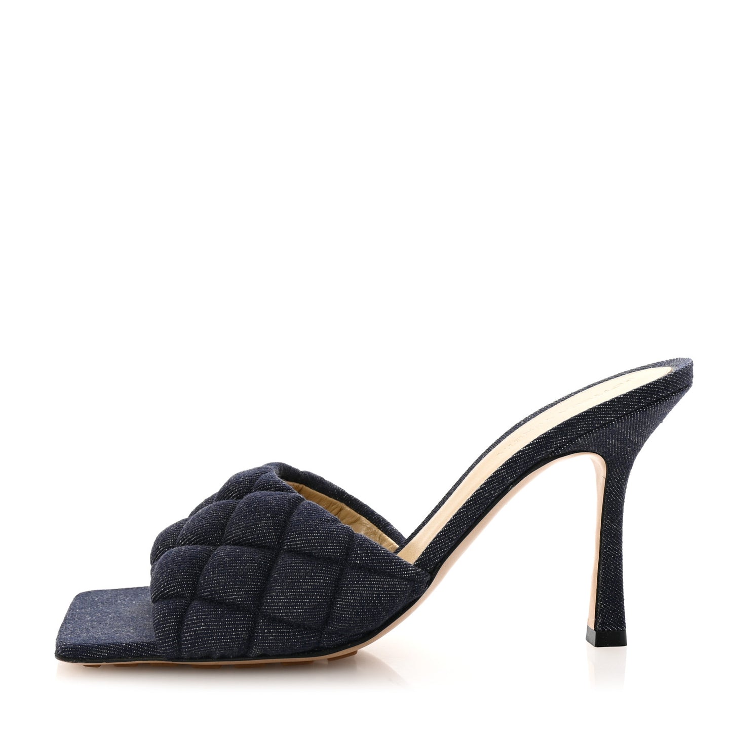 Denim Matelasse Padded Mule Sandals 38.5 Indigo