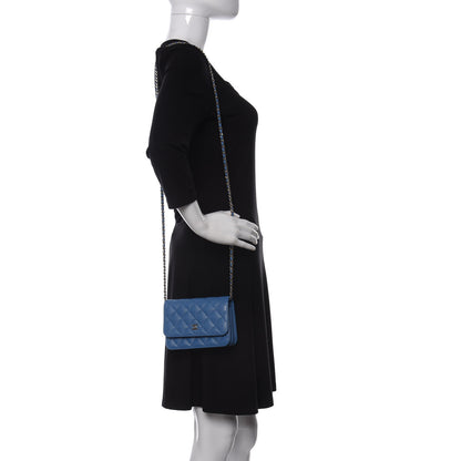 Chanel Caviar Quilted Mini Wallet On Chain WOC Blue 3 of 11