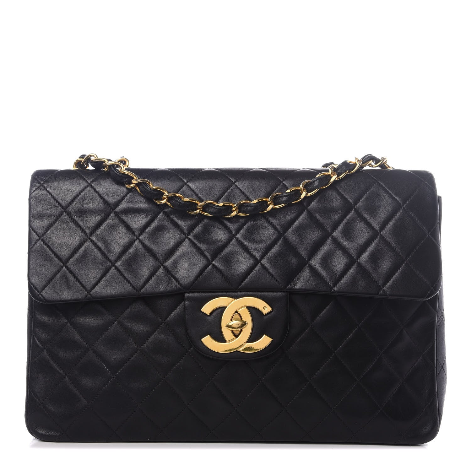Chanel Lambskin Quilted XL Jumbo Single Flap Black 1 of 8