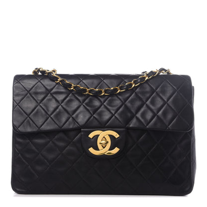 Chanel Lambskin Quilted XL Jumbo Single Flap Black 1 of 8