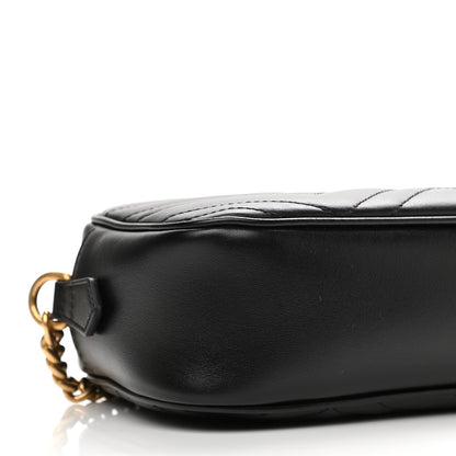 Gucci Calfskin Matelasse Small GG Marmont Chain Shoulder Bag Black 10 of 11