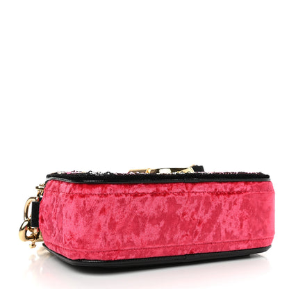 Marc Jacobs Calfskin Velvet Sequin Camouflage Snapshot Camera Bag Red Black 4 of 11