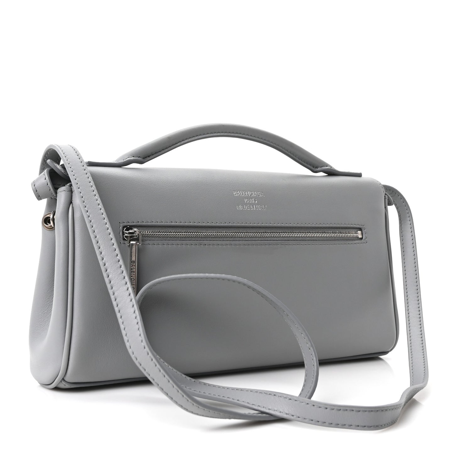 Smooth Calfskin Small Bel Air Clutch On Strap Cloud Grey