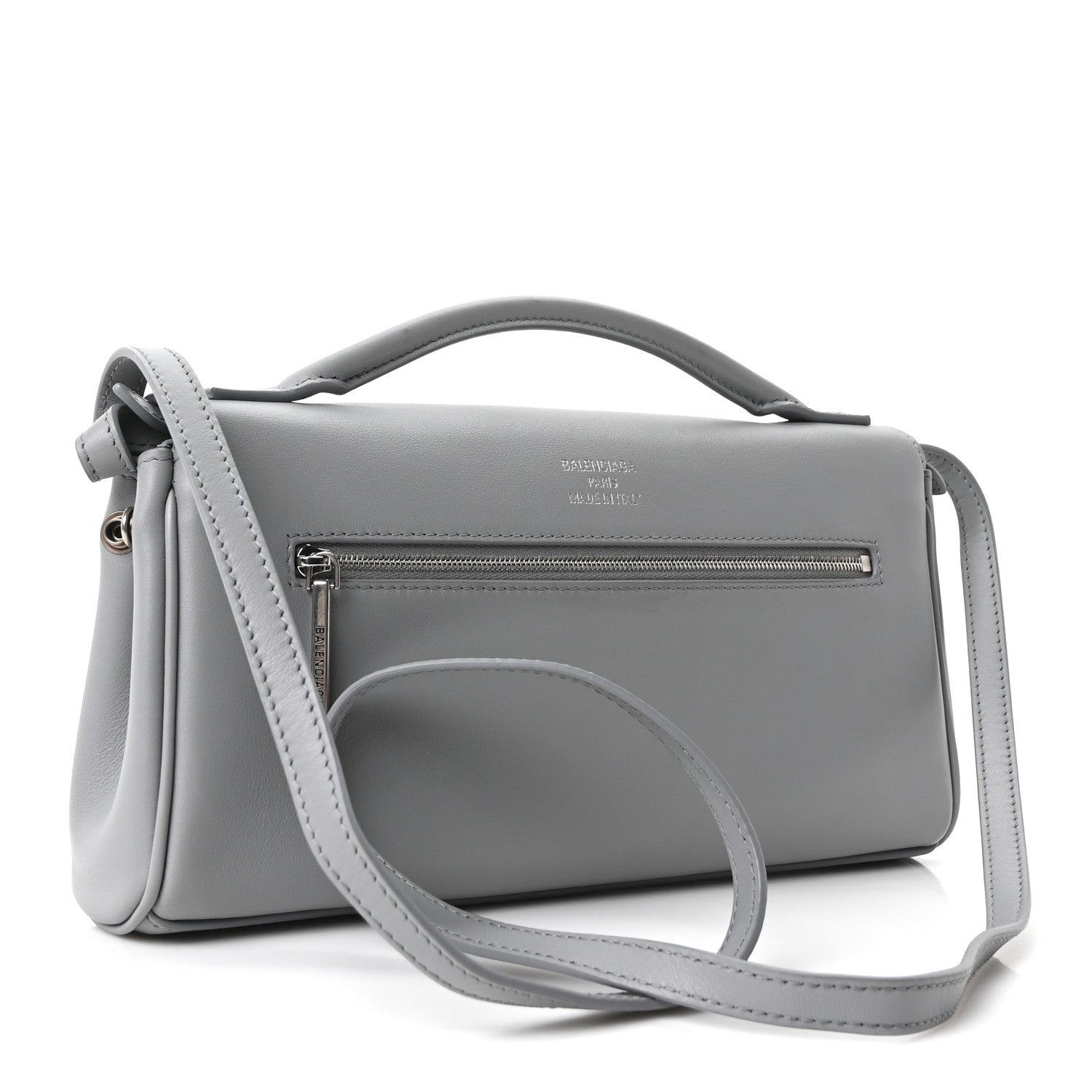 Balenciaga Smooth Calfskin Small Bel Air Clutch On Strap Cloud Grey 3 of 9