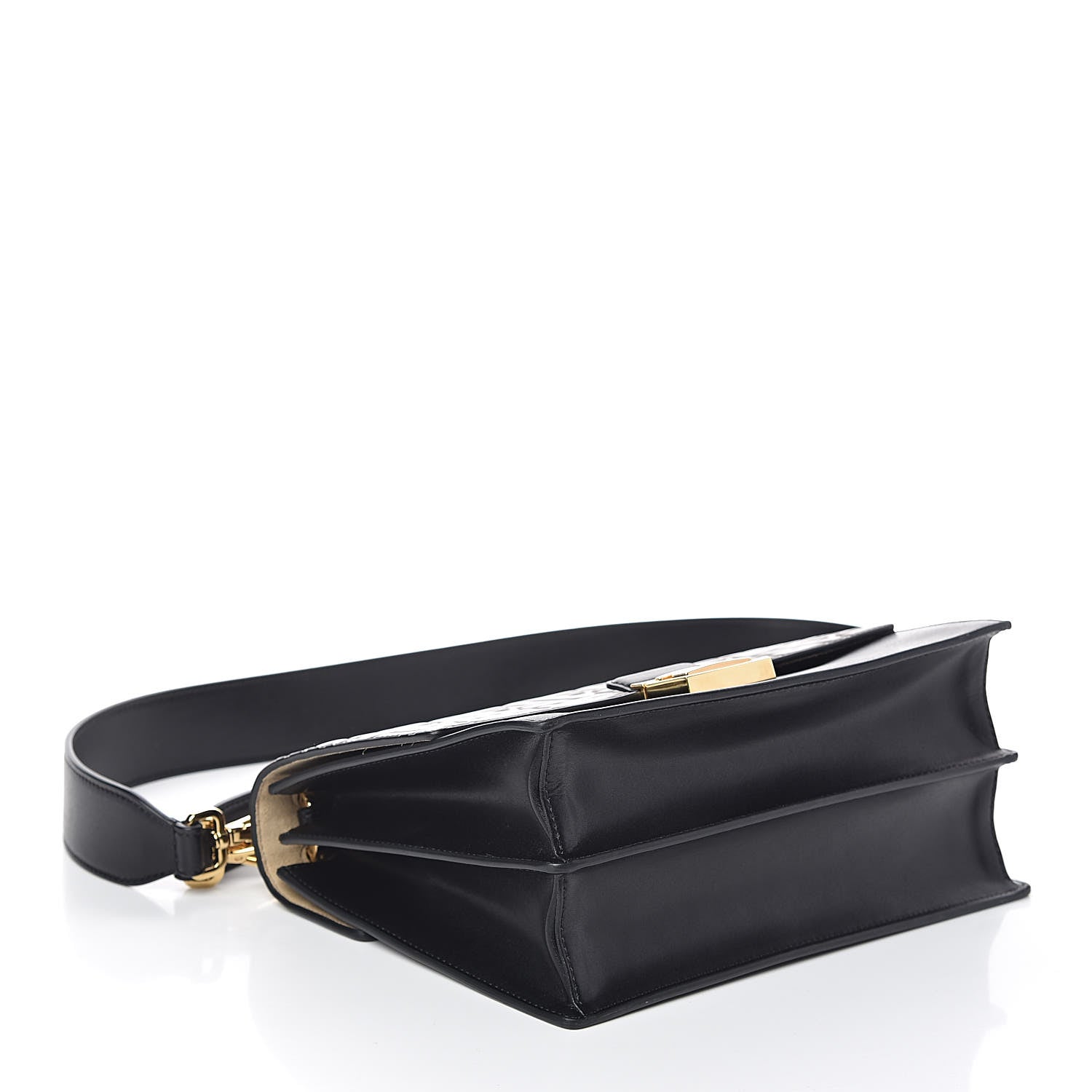 Fendi Vitello Liberty Bi-Color FF 1974 Embossed Kan U Shoulder Bag Black Maya 5 of 10