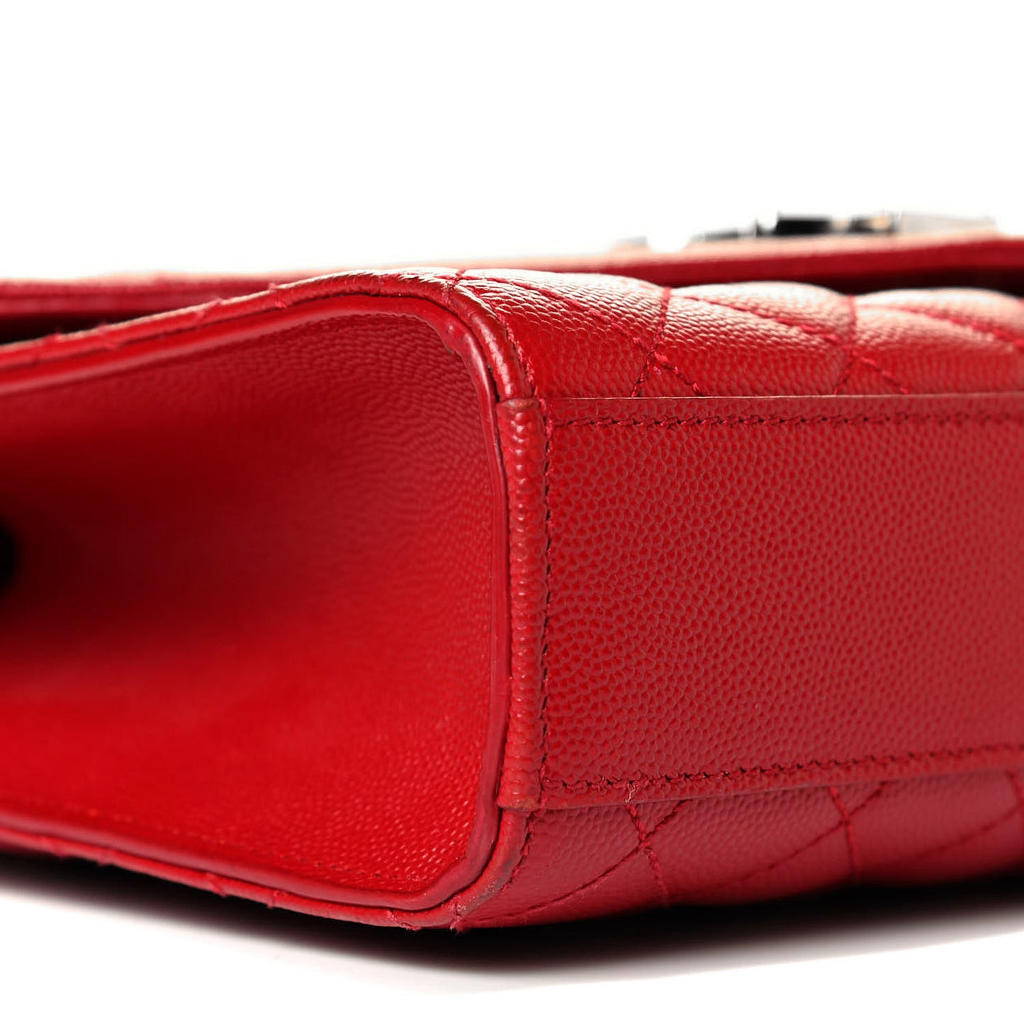 Grain De Poudre Textured Mixed Matelasse Triquilt Medium Monogram Satchel New Red