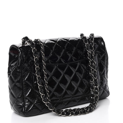 Chanel Distressed Patent Quilted Jumbo Single Flap Black 3 of 11