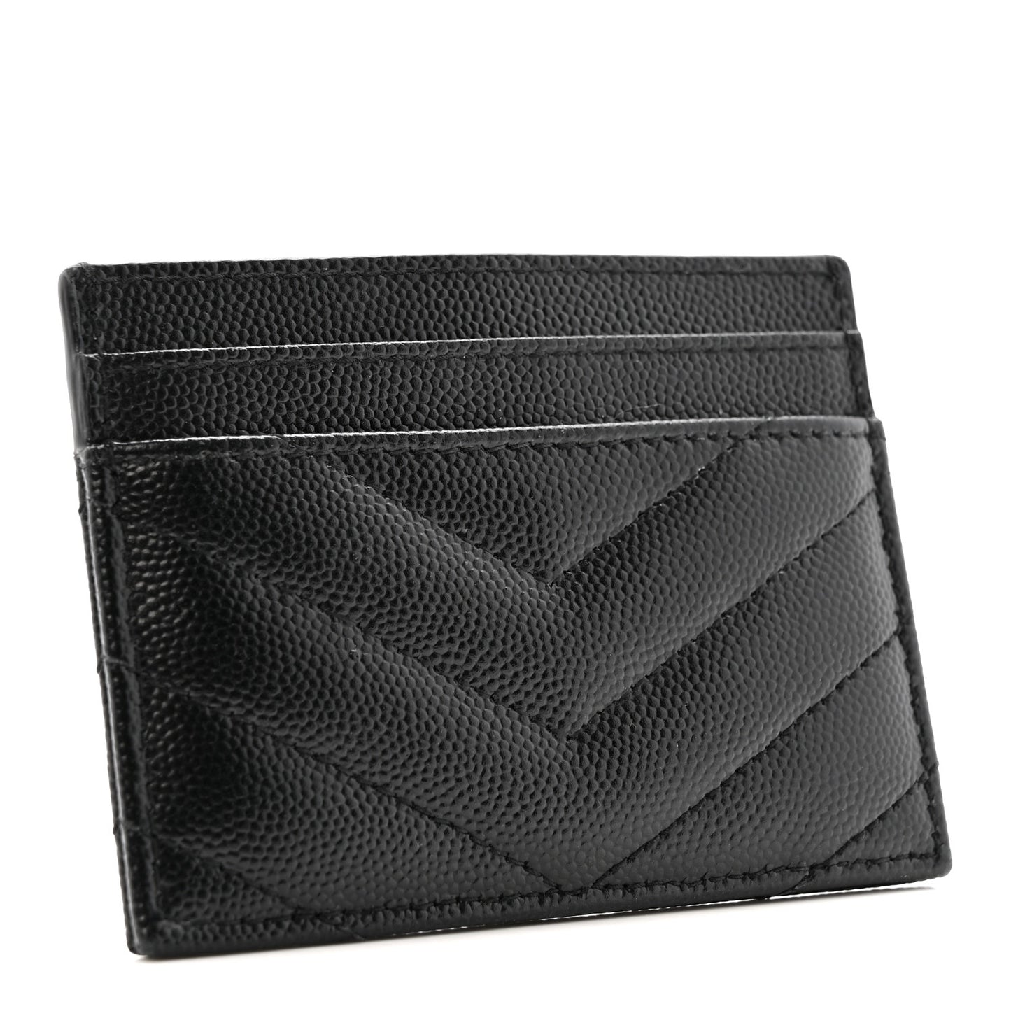 Grain De Poudre Matelasse Chevron Monogram Credit Card Case Black