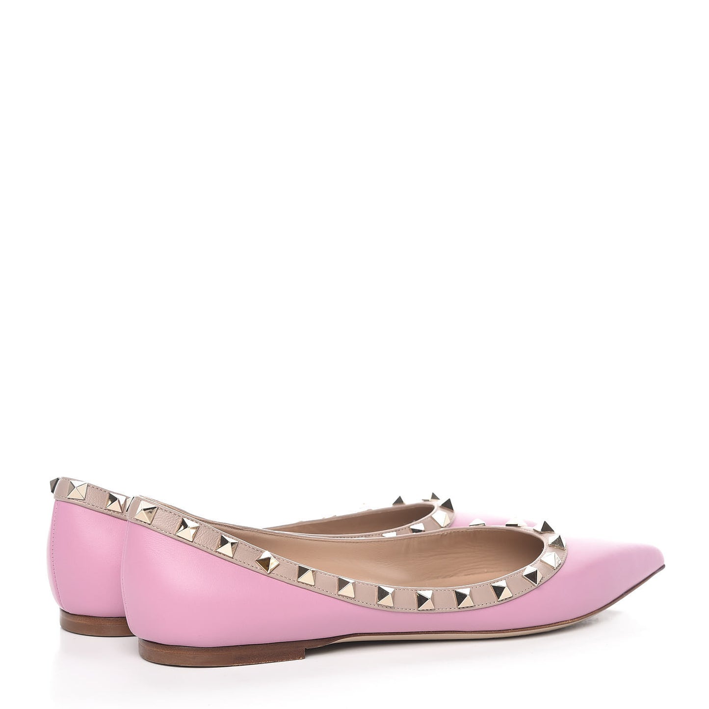 Calfskin Nappa Rockstud Ballerina Flats 38.5 Giacinto Poudre