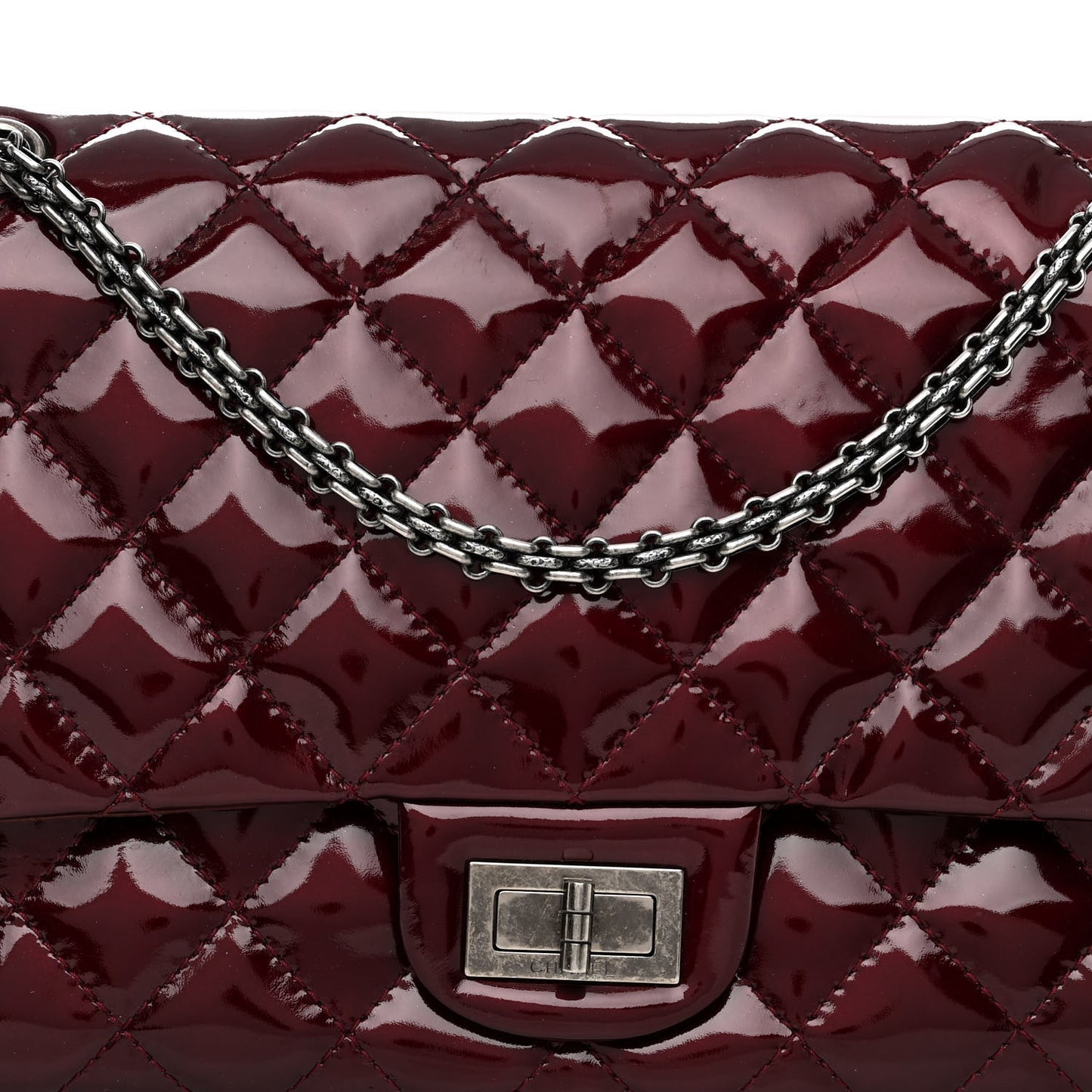 Patent Quilted 2.55 Reissue 227 Flap Light Burgundy