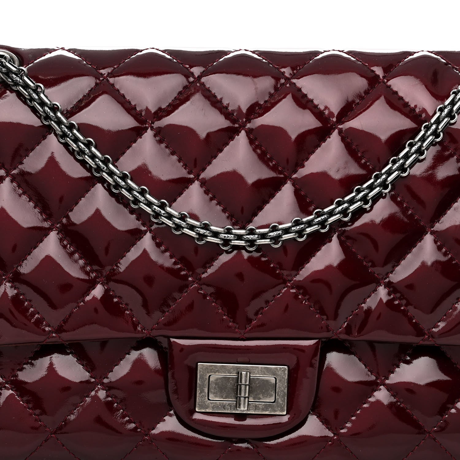 Chanel Patent Quilted 2.55 Reissue 227 Flap Light Burgundy 8 of 12