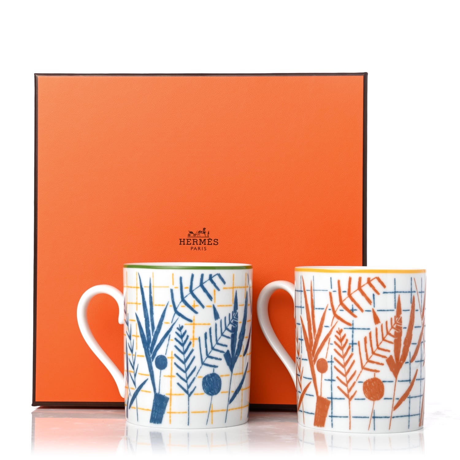 Hermes Porcelain A Walk In The Garden Mug Set of 2 5 of 5