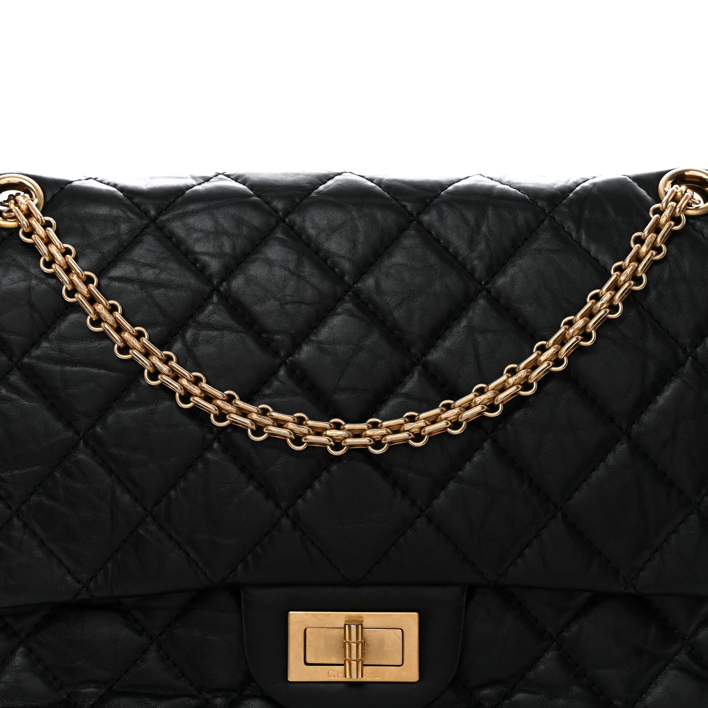 Aged Calfskin Quilted 2.55 Reissue 227 Flap Black