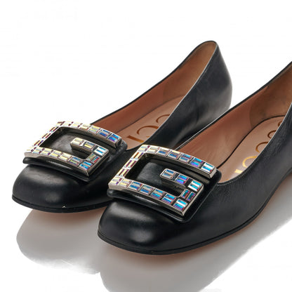 Gucci Malaga Kid Crystal Square G Madelyn Ballet Flats 37 Black 9 of 9