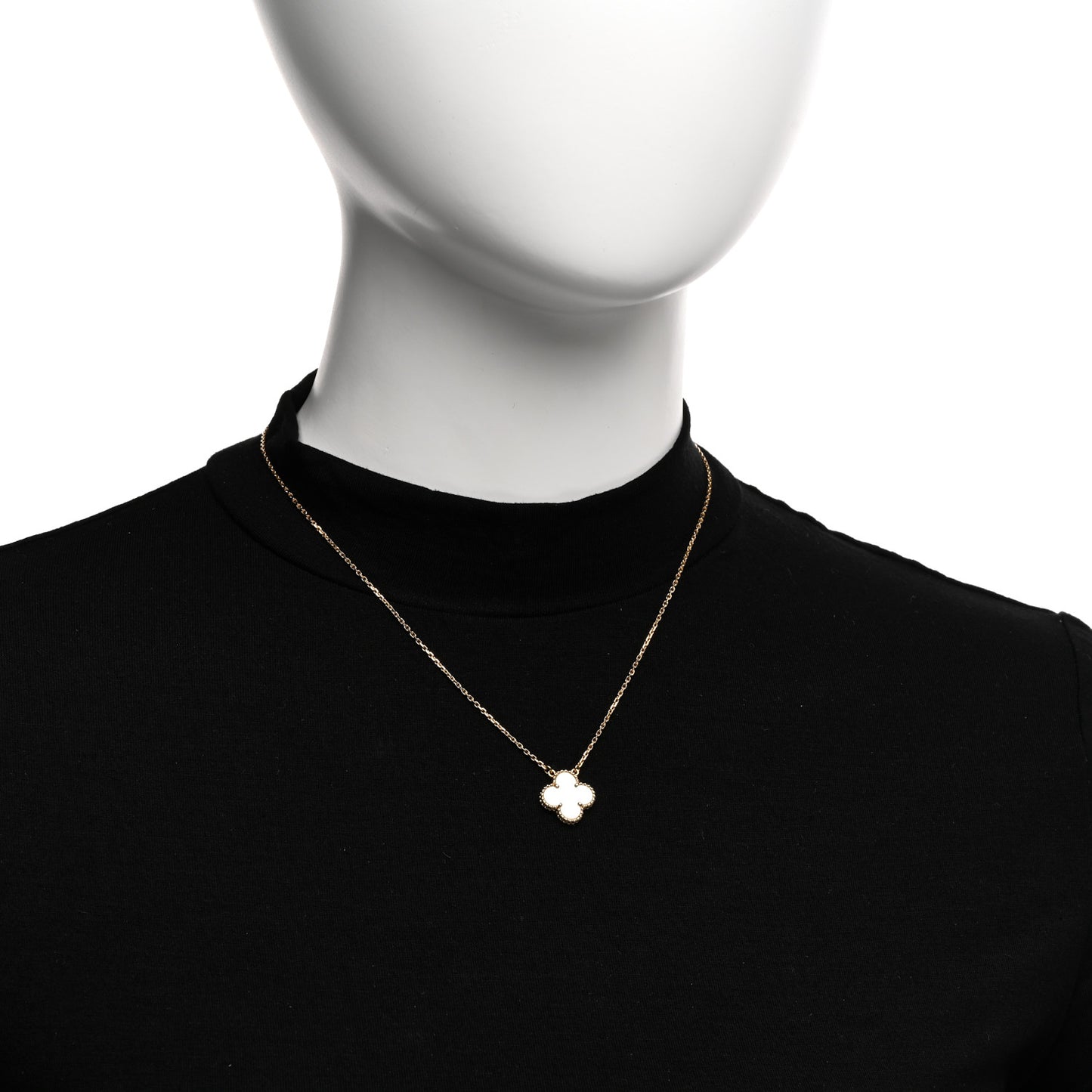 18K Yellow Gold Mother of Pearl Vintage Alhambra Pendant Necklace