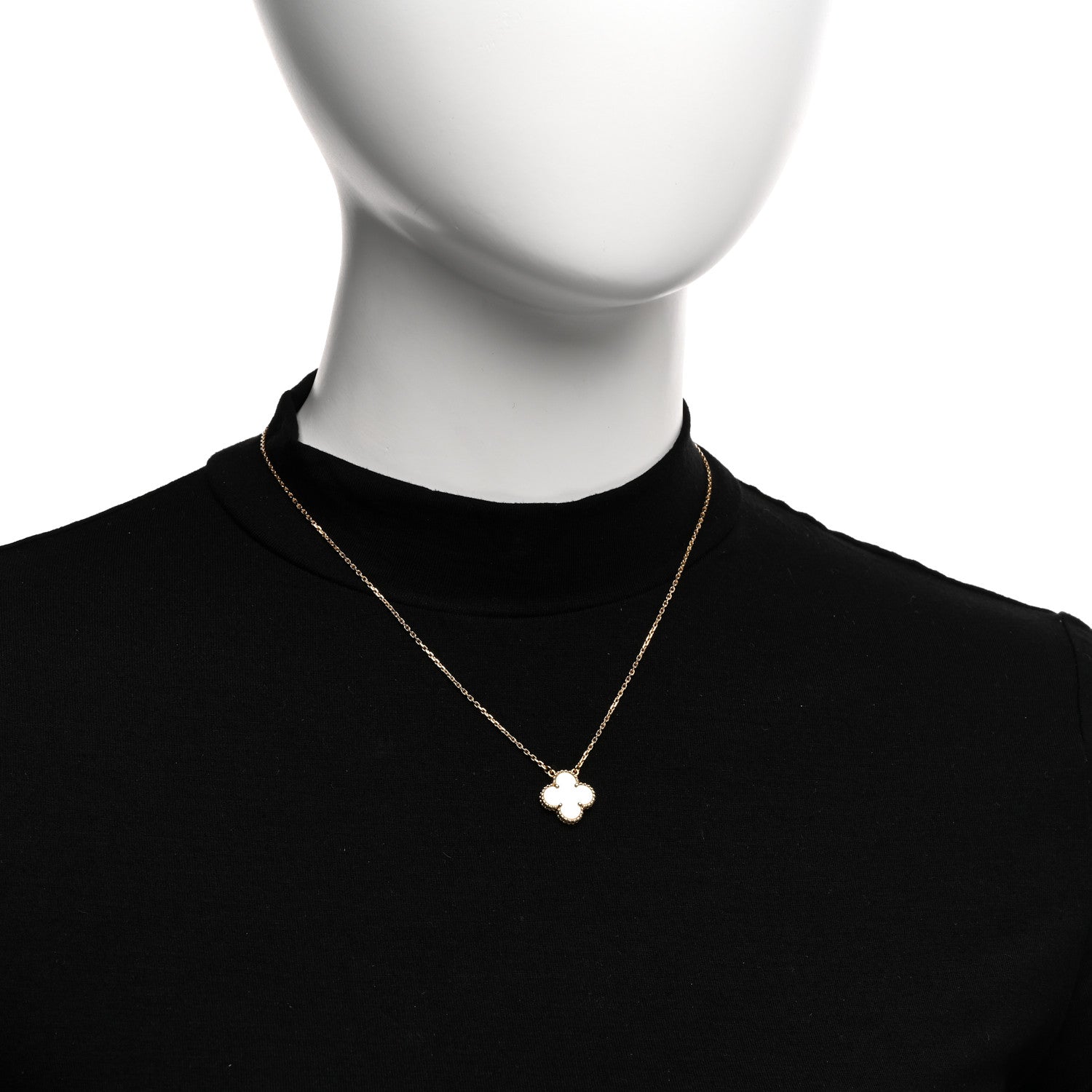 Van Cleef & Arpels 18K Yellow Gold Mother of Pearl Vintage Alhambra Pendant Necklace 2 of 6