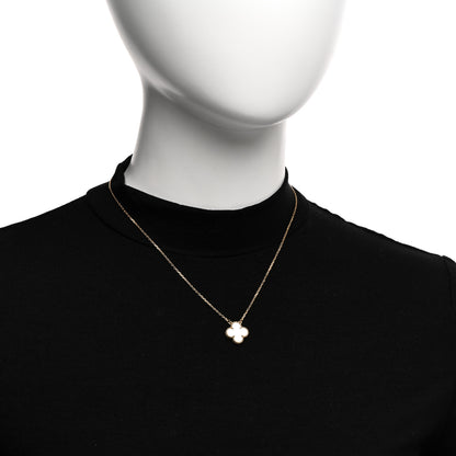 Van Cleef & Arpels 18K Yellow Gold Mother of Pearl Vintage Alhambra Pendant Necklace 2 of 6
