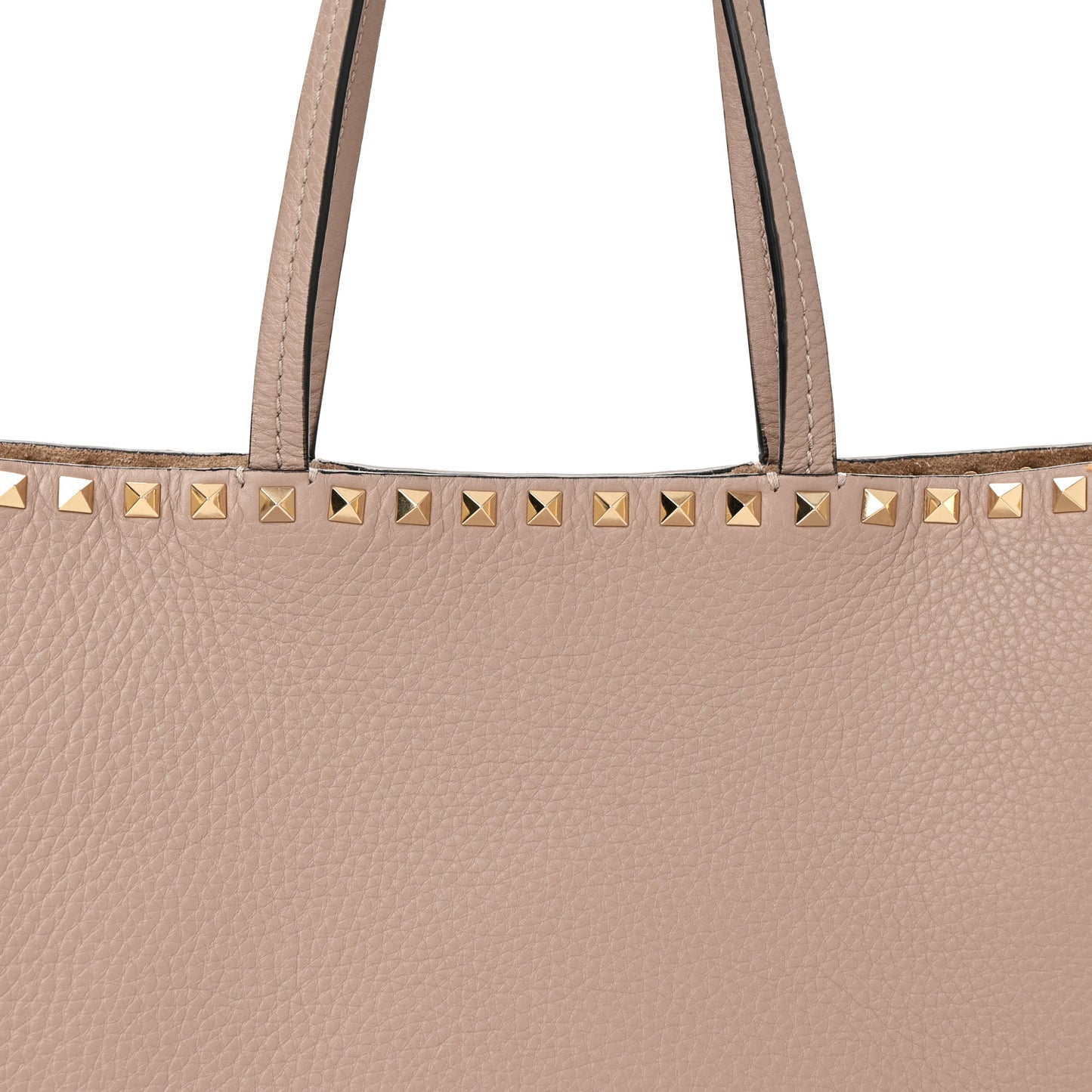 Grained Calfskin Small Rockstud Shoulder Tote Poudre