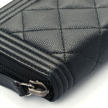 Chanel Caviar Quilted Small Boy Zip Around Wallet Black 9 of 10