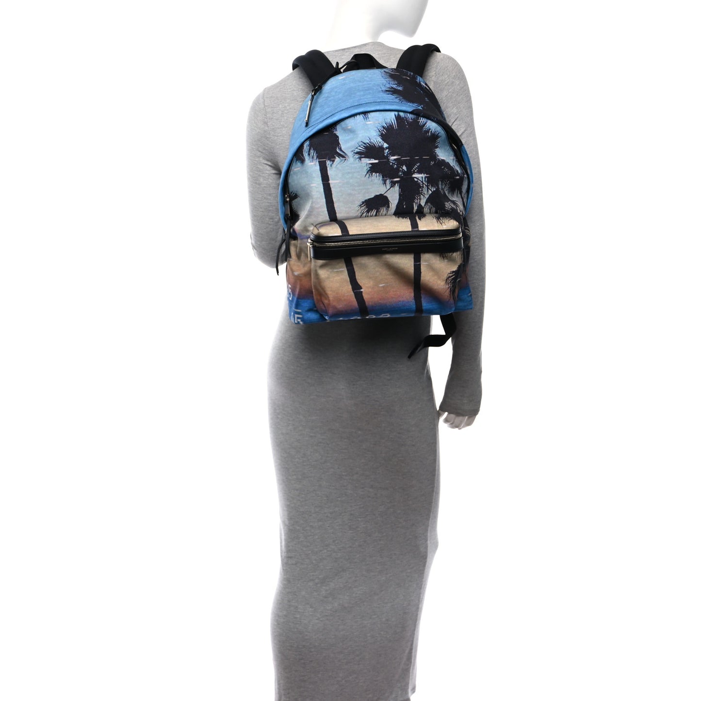 Nylon City Palm Tree Sunset Print Backpack Blue Multicolor