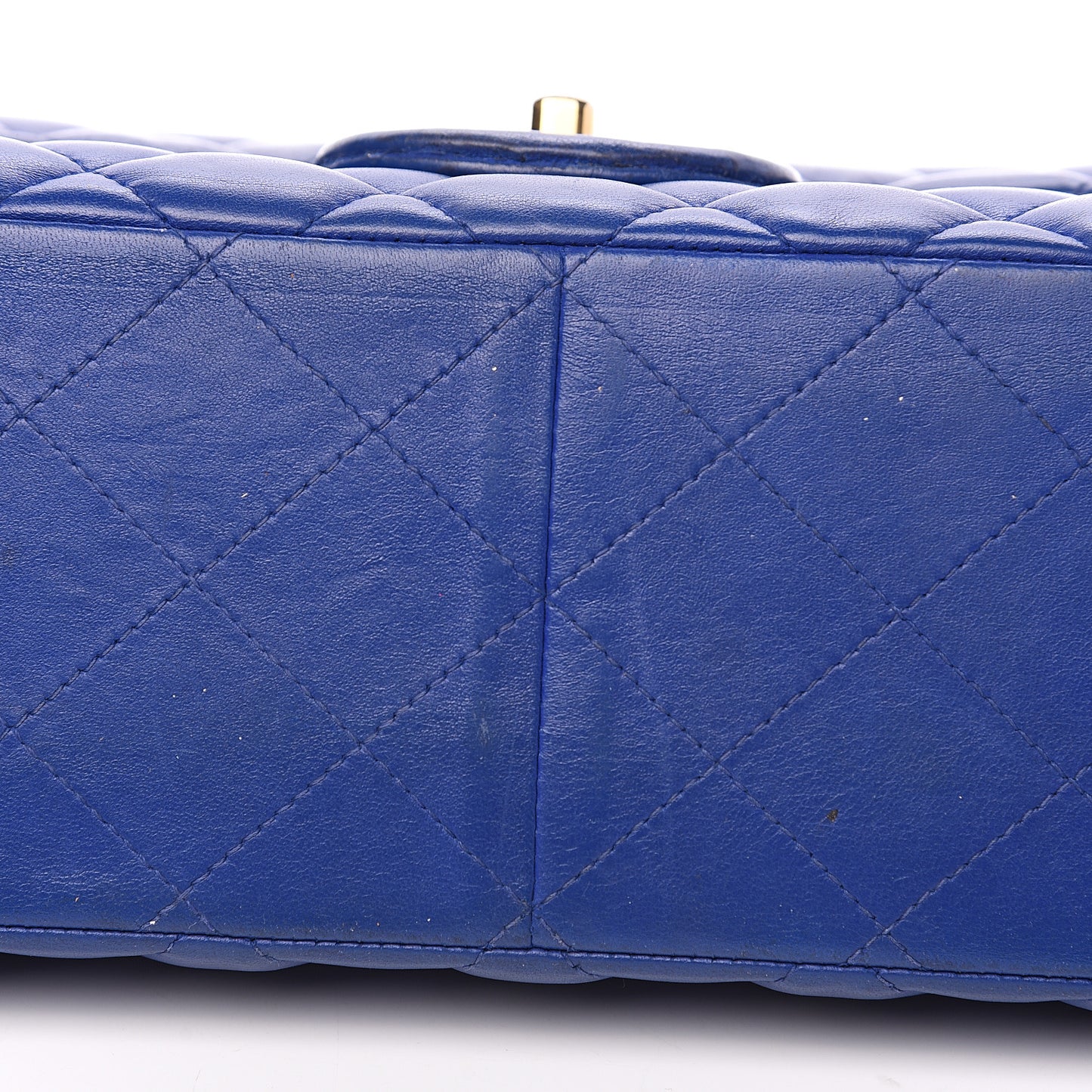 Lambskin Quilted Jumbo Double Flap Blue