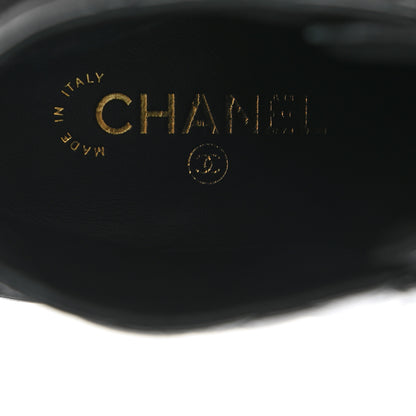 Chanel Shiny Lambskin Quilted Lace Up Combat Boots 40.5 Black 7 of 9
