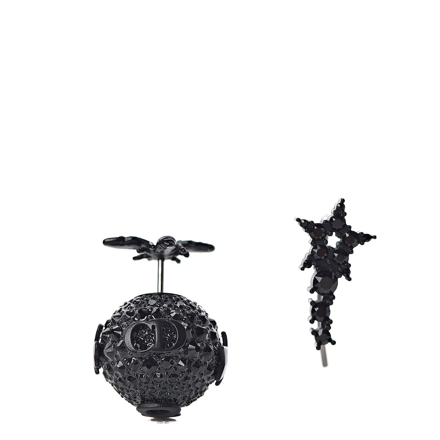 Crystal Bee Star Tribal Earrings Black