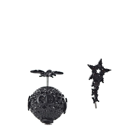 Christian Dior Crystal Bee Star Tribal Earrings Black 1 of 4