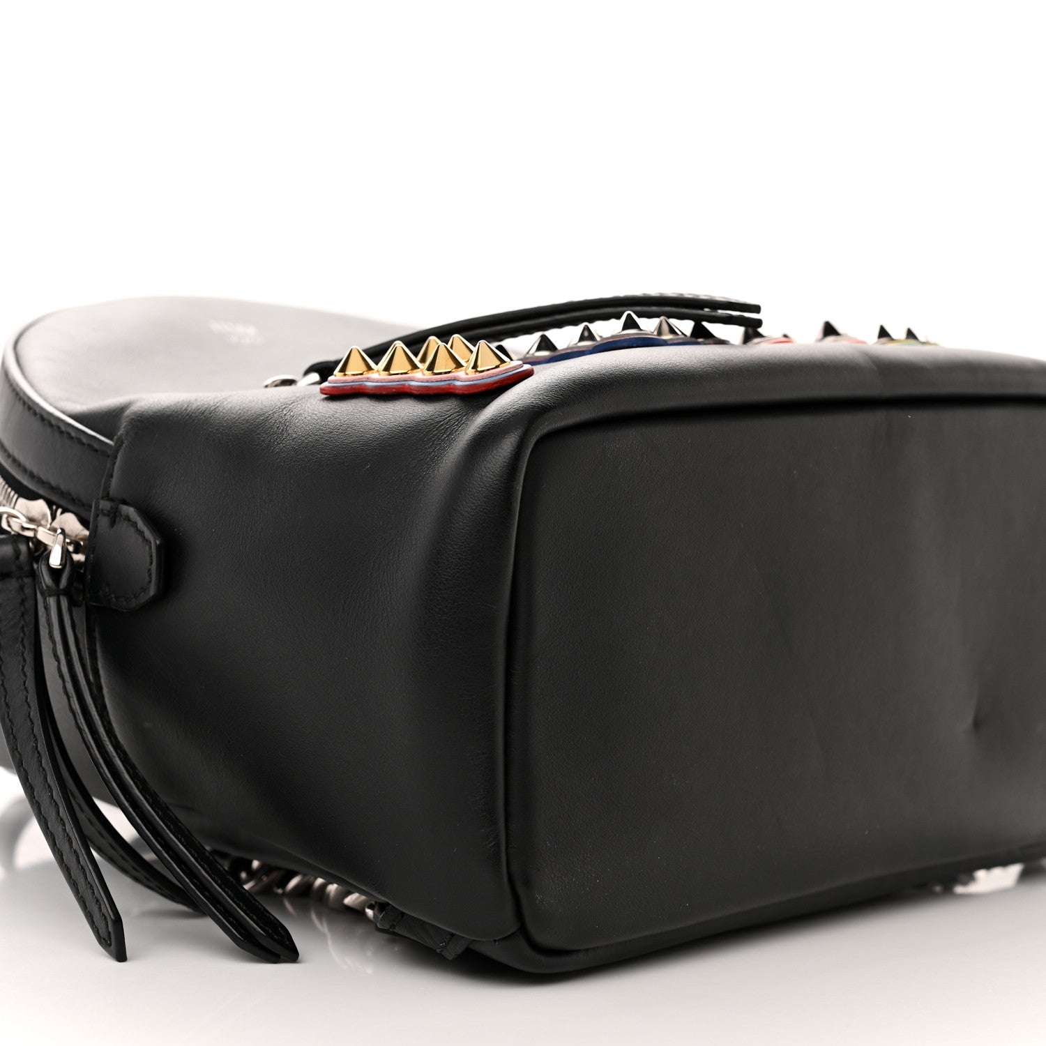 Fendi Vitello Century Fun Fair Metal Studded Mini Backpack Black Multicolor 9 of 12