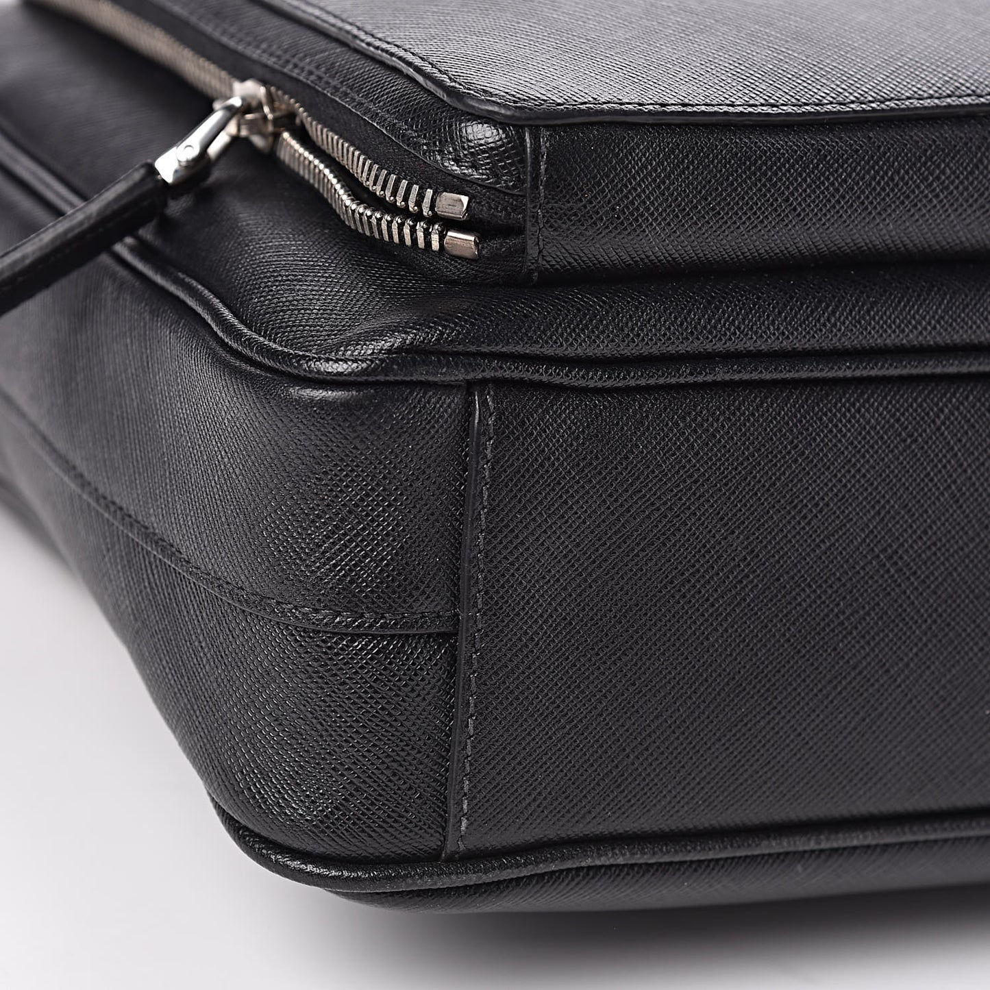 Saffiano Cuir Front Zip Pocket Briefcase Black