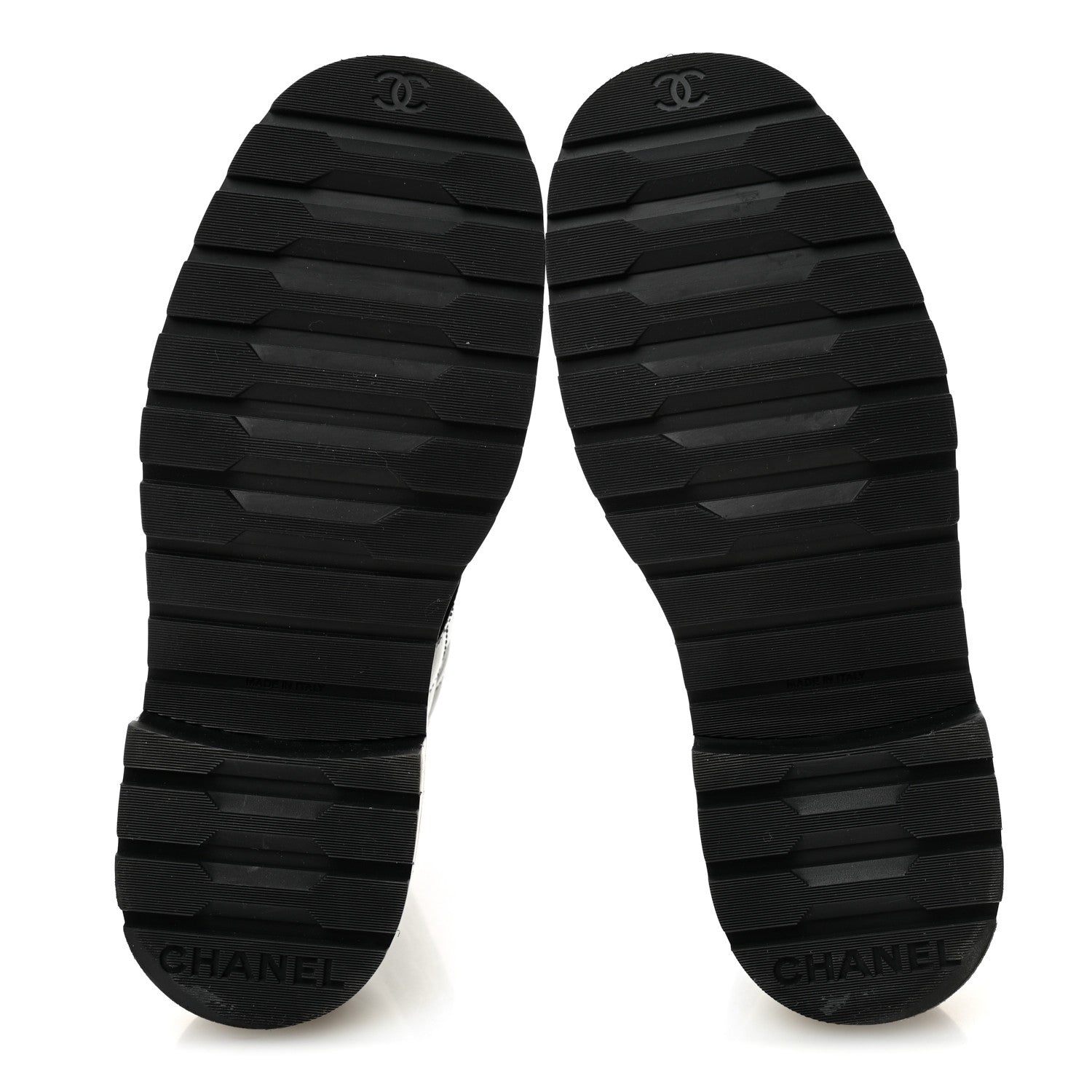 Chanel Shiny Calfskin Quilted Lace Up Combat Boots 37.5 Black