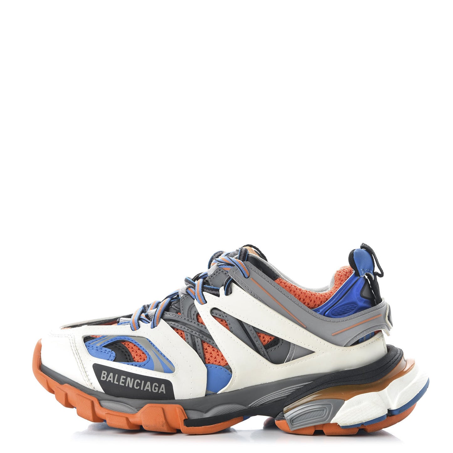 Mesh Nylon Womens Track Sneakers 36 Gris Orange White