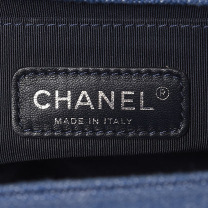 Chanel Denim Chevron Quilted Medium Boy Flap Blue 6 of 8