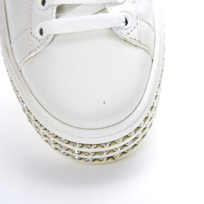 Gucci Calfskin Crystal Web Bee Embroidered Womens Ace Platform Sneakers 36 White 13 of 13