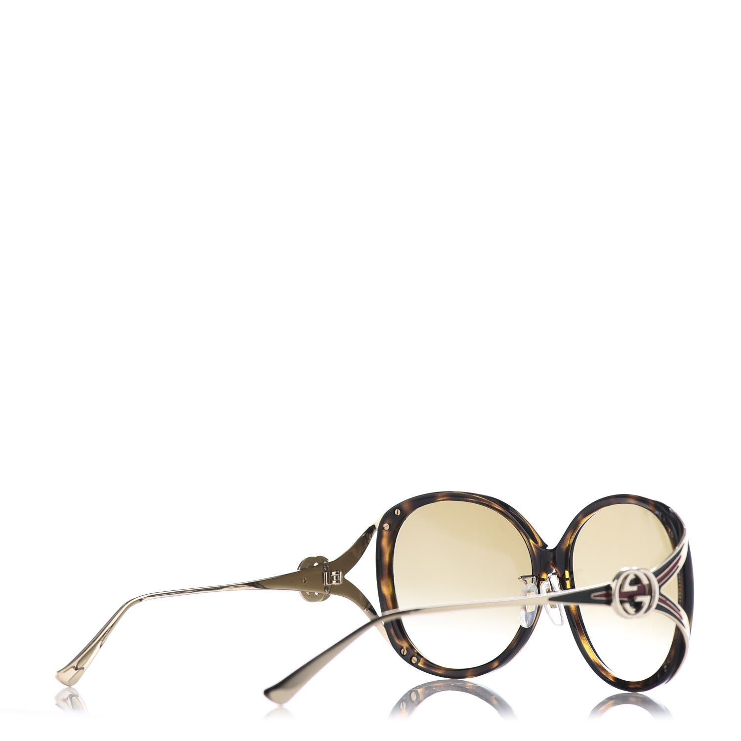 Gucci Acetate Round Frame Injected GG0226SK Sunglasses Tortoise 4 of 8