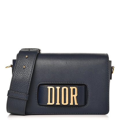 Christian Dior Grained Calfskin Dio(r)evolution Flap Bag Navy Blue 1 of 8