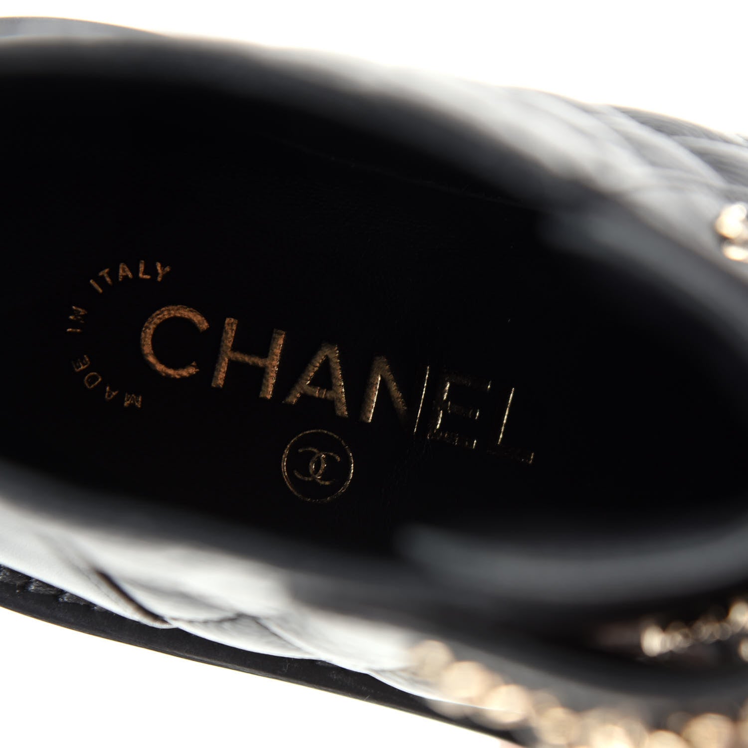 Chanel Shiny Goatskin Calfskin Quilted Lace Up Combat Boots 37 Black 8 of 11