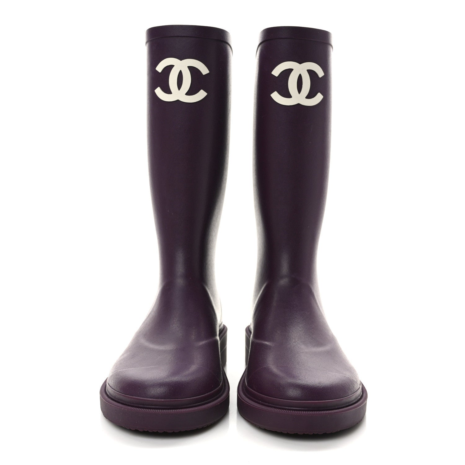 Chanel Caoutchouk CC High Boots 37 Dark Purple 2 of 8