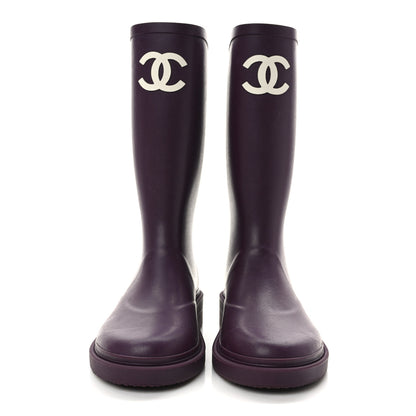 Chanel Caoutchouk CC High Boots 37 Dark Purple 2 of 8