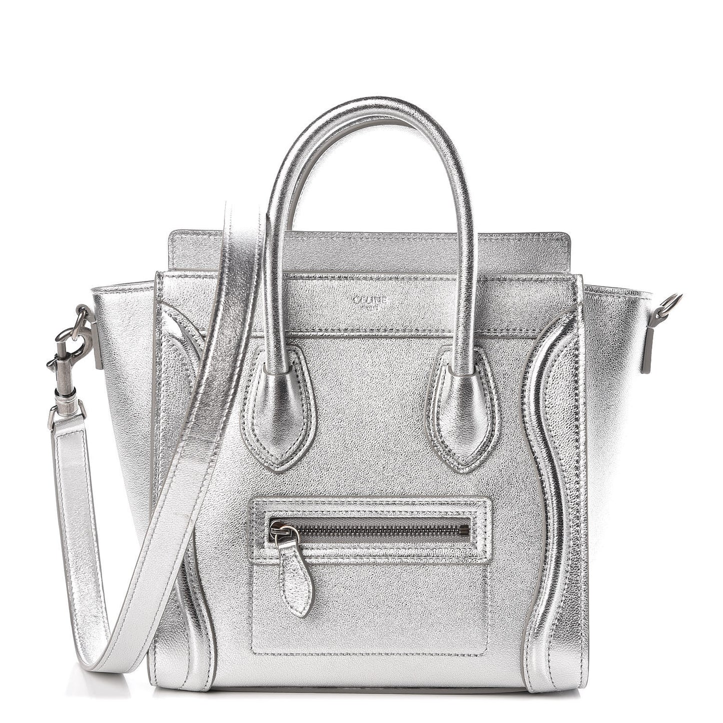 Laminated Lambskin Nano Luggage Silver