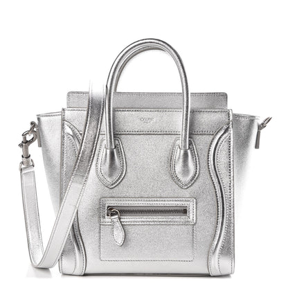 Celine Laminated Lambskin Nano Luggage Silver 1 of 9