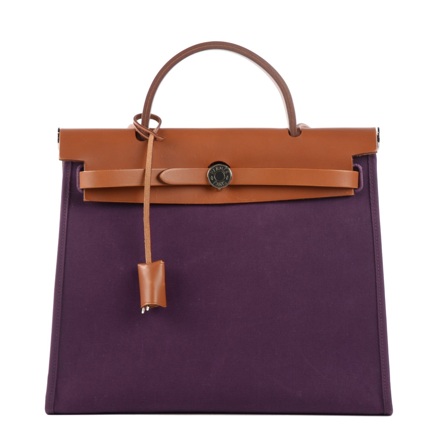 Hermes Vache Hunter Toile Herbag Zip 31 PM Fauve Cassis 1 of 18