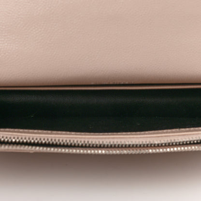 Saint Laurent Grain De Poudre Matelasse Chevron Monogram Envelope Chain Wallet Pale Pink 5 of 9